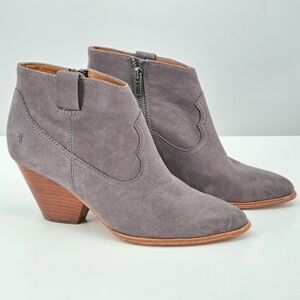 Frye JEA Gray Ankle Boots Size 8.5M Suede Leather